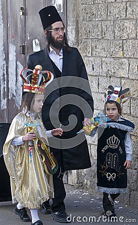 Purim in Mea Shearim Editorial Stock Photo