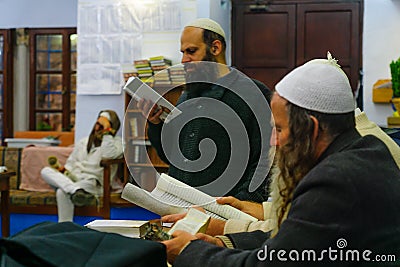 Purim in the old Abuhav synagogue, Safed Tzfat, Israel Editorial Stock Photo