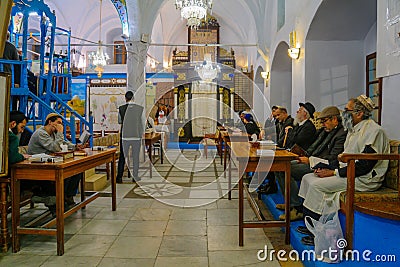 Purim 2018 in the old Abuhav synagogue, Safed Tzfat Editorial Stock Photo