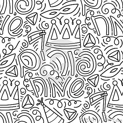 Happy Purim seamless pattern Vector Illustration