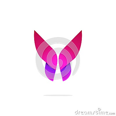 Purple abstract gradient butterfly logo template Vector Illustration