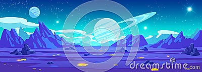 Purple alien space planet game cartoon background Vector Illustration