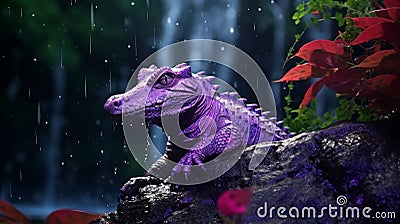 The Purple Alligator: A Highly Detailed Daz3d Miniature With Realistic Lighting Stock Photo