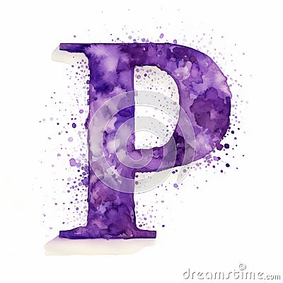 Purple Alphabet Letter P In Watercolour Paint Stock Photo