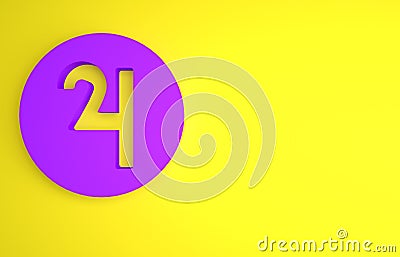 Purple Ancient astrological symbol of Jupiter icon isolated on yellow background. Astrology planet. Zodiac and astrology Cartoon Illustration