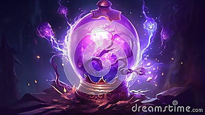 Purple Ancient Magical Artifact, close - up, league of legends: ancient theme for digital art.Generative AI Cartoon Illustration