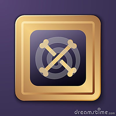 Purple Archeology icon isolated on purple background. Gold square button. Vector Vector Illustration
