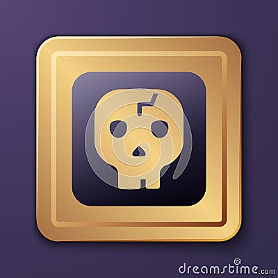 Purple Archeology icon isolated on purple background. Gold square button. Vector Vector Illustration