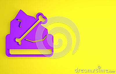 Purple Archeology icon isolated on yellow background. Minimalism concept. 3D render illustration Cartoon Illustration