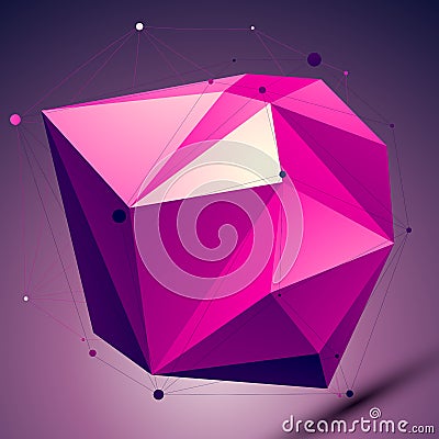 Purple asymmetric 3D abstract technology object Vector Illustration