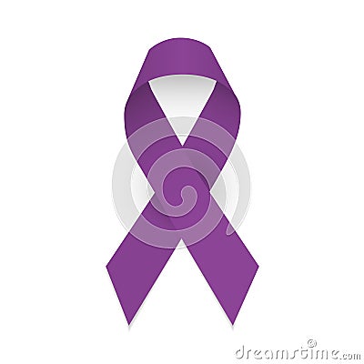 Purple awareness ribbon. Domestic violence, pancreatic cancer, testicular cancer, lupus awareness symbol Vector Illustration