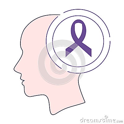 Purple awareness ribbon icon Vector Illustration