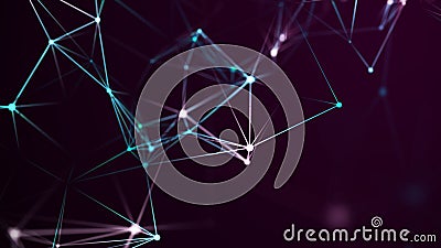 Purple background with connecting triangulars, dots and lines. Futuristic polygonal background. 3d rendering. Stock Photo