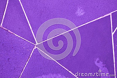 Purple background with different shapes and white stripes. Paving tiles rain field in lilac color. Stock Photo