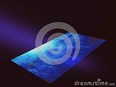 Purple backlit background and blue color plane in the dark. Stock Photo