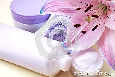 Purple bath set Stock Photo