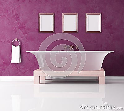 Purple bathroom Stock Photo