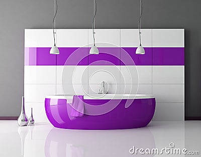 Purple bathroom Stock Photo