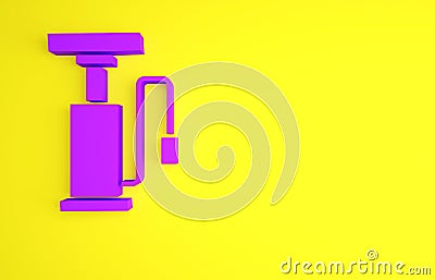 Purple Bicycle air pump icon isolated on yellow background. Minimalism concept. 3d illustration 3D render Cartoon Illustration