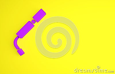 Purple Bicycle air pump icon isolated on yellow background. Minimalism concept. 3d illustration 3D render Cartoon Illustration