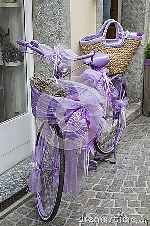 Purple bicycle Stock Photo