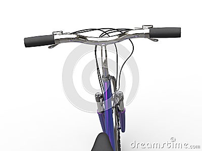 Purple bicycle handles - first person view Stock Photo