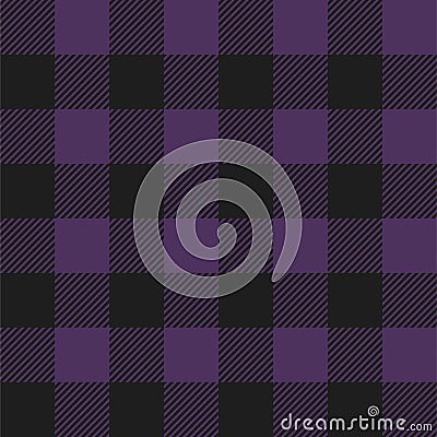 Purple and Black Buffalo Check Plaid Seamless Pattern Vector Illustration