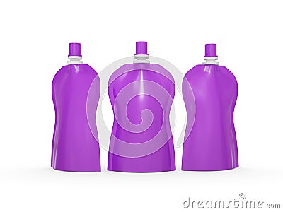 Purple blank stand up curve bag packaging with spout lid, clipp Stock Photo