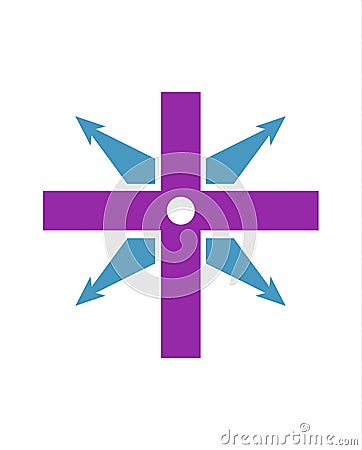 Purple blue christian cross on a white background Vector Illustration