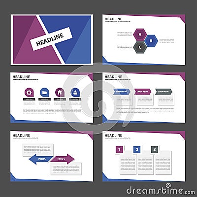 Purple Blue infographic element and icon presentation templates flat design set for brochure flyer leaflet website Vector Illustration