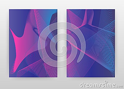 Purple blue waved lines abstract design of annual report, brochure, flyer, poster. Waved lines on blue concept background vector Vector Illustration