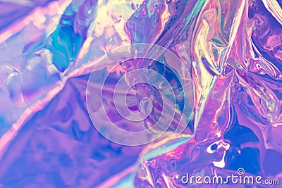 Purple blurred holographic wallpaper. Wrinkled liquid foil texture Stock Photo