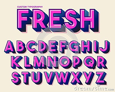 Purple Bold Retro Colorful Typography Design Vector Illustration