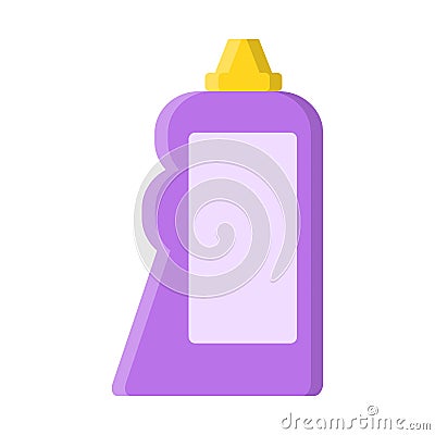 Purple bottle with liquid cleaner in flat style on white, stock vector illustration Vector Illustration