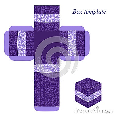 Purple box template with floral pattern Vector Illustration