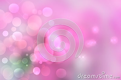 Purple bright abstract bokeh. Purple and pink gradient glowing background with bright blurred circles and glittering stars. Stock Photo