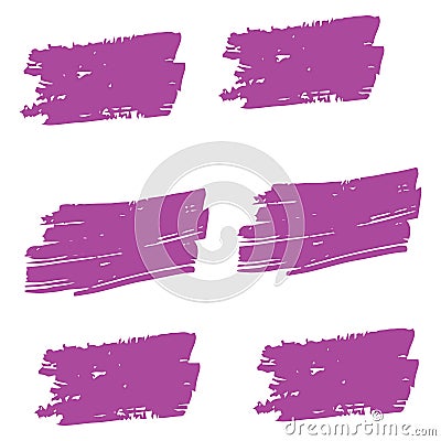 Purple Brushes Isolated. Lavender Ink Handwritten. Violet Stroke Square. Brushstroke Freehand. Watercolor Chinese. Paint Abstract Stock Photo