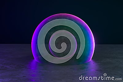 Purple bubble on the floor with dark background, 3d rendering Stock Photo