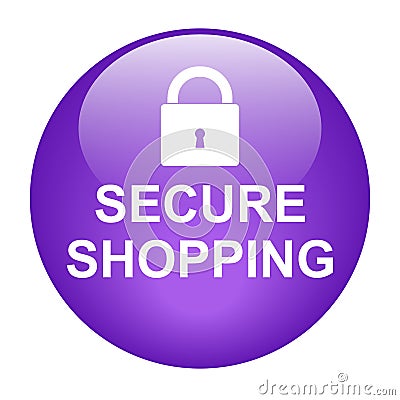 Secure shoping icon button Cartoon Illustration