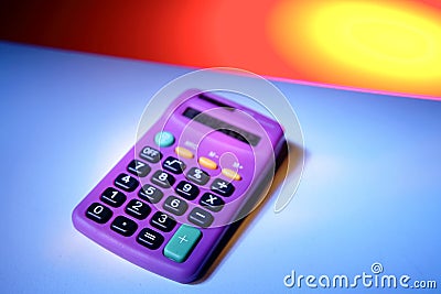 Purple calculator Stock Photo