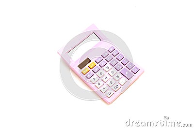 Purple calculator on white background Stock Photo