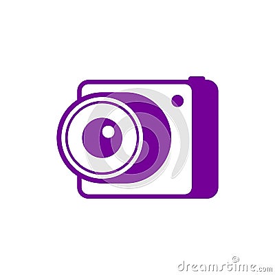 Purple camera icon. Vector illustration on blank background. Vector Illustration