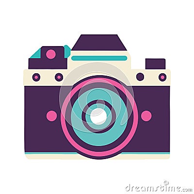 purple camera photographic device Vector Illustration
