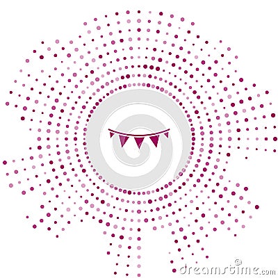 Purple Carnival garland with flags icon isolated on white background. Party pennants for birthday celebration, festival Vector Illustration