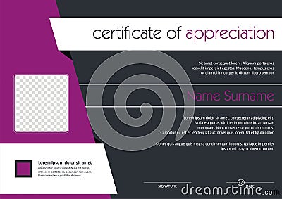 Purple Certificate - Diploma Modern Style Design Stock Photo