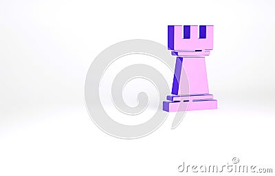 Purple Chess icon isolated on white background. Business strategy. Game, management, finance. Minimalism concept. 3d Cartoon Illustration