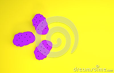 Purple Chicken nuggets icon isolated on yellow background. Minimalism concept. 3d illustration 3D render Cartoon Illustration