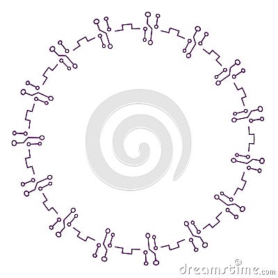 purple circular circuit frame Vector Illustration