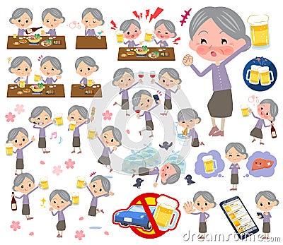 Purple clothes grandmother_alcohol Vector Illustration