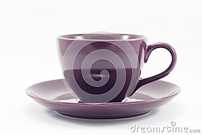 Purple coffee cup on white background Stock Photo